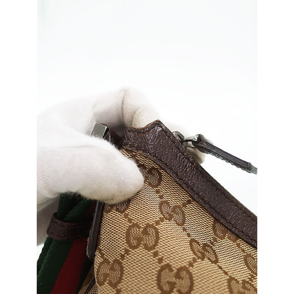 Gucci half GG Bag hobo bag Canvas Brown Messenger moon - Picture 6 of 9
